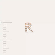 R Harf Pırlanta Taşlı Rose Altın Tek Küpe