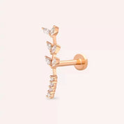 Ravina Pırlanta Taşlı Rose Altın Piercing