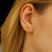 Ravina Pırlanta Taşlı Rose Altın Tek Küpe