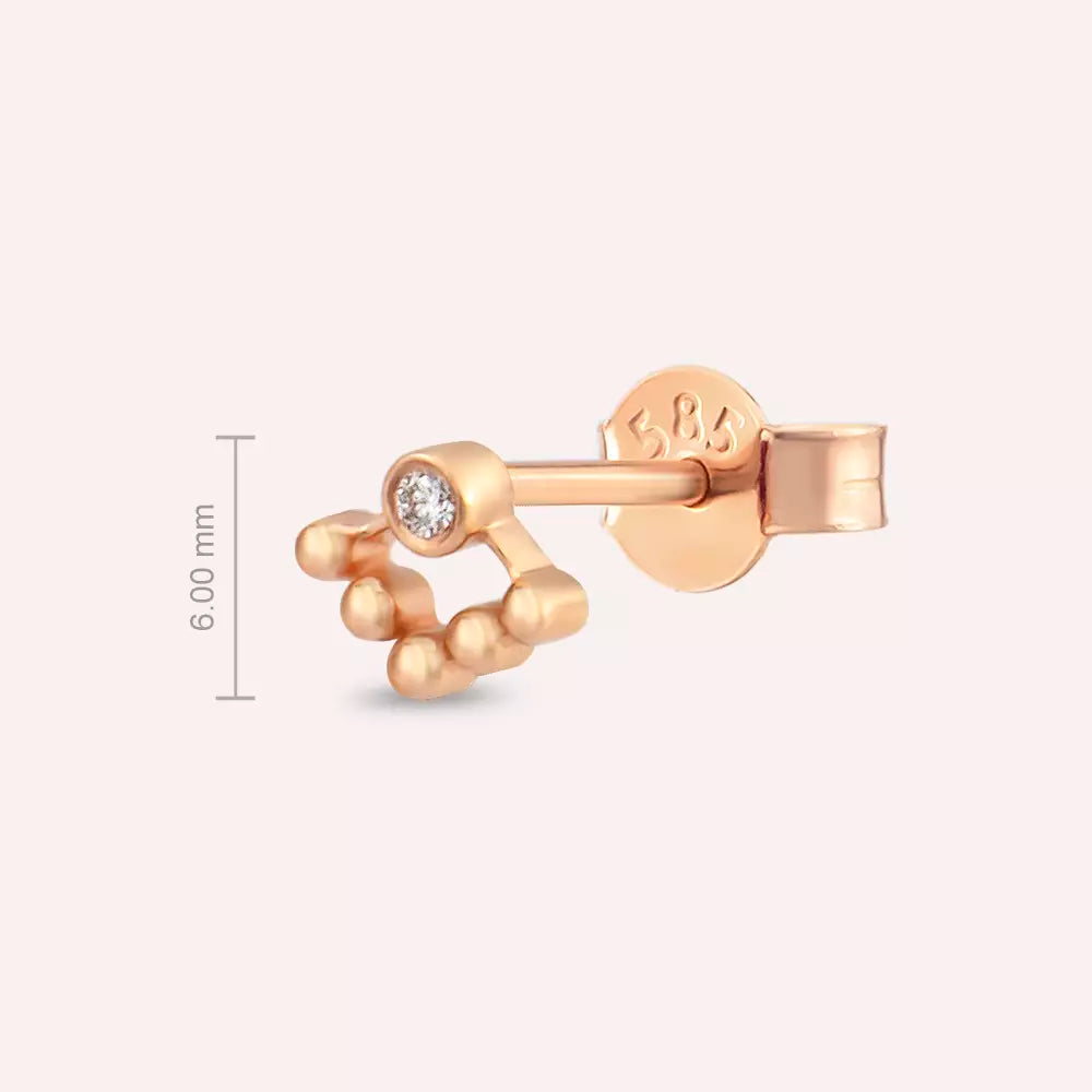 Ray Pırlanta Taşlı Rose Altın Tek Küpe