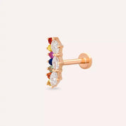 Raya Multicolor Safir ve Pırlanta Taşlı Rose Altın Piercing
