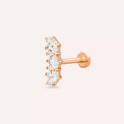 Raya Pırlanta Taşlı Rose Altın Piercing