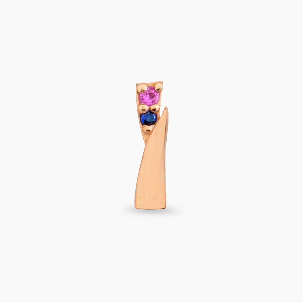 Rea Multicolor Safir Taşlı Rose Altın Piercing