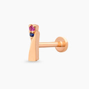 Rea Multicolor Safir Taşlı Rose Altın Piercing