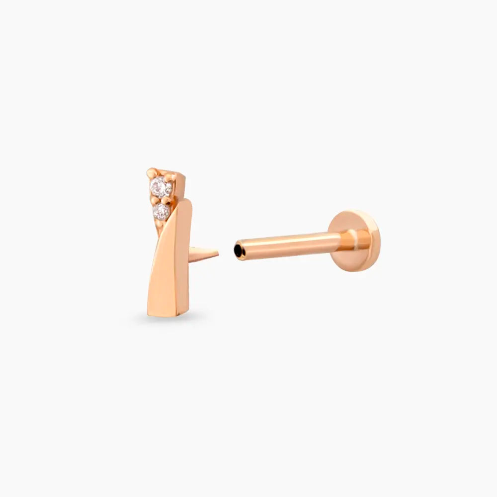 Rea Pırlanta Taşlı Rose Altın Piercing