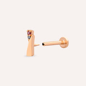 Rea Red Safir ve Siyah Pırlanta Taşlı Rose Altın Piercing