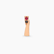 Rea Red Safir ve Siyah Pırlanta Taşlı Rose Altın Piercing
