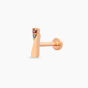 Rea Red Safir ve Siyah Pırlanta Taşlı Rose Altın Piercing