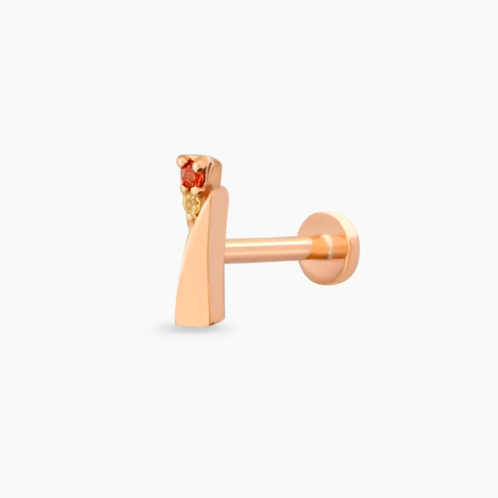 Rea Yellow ve Orange Safir Taşlı Rose Altın Piercing