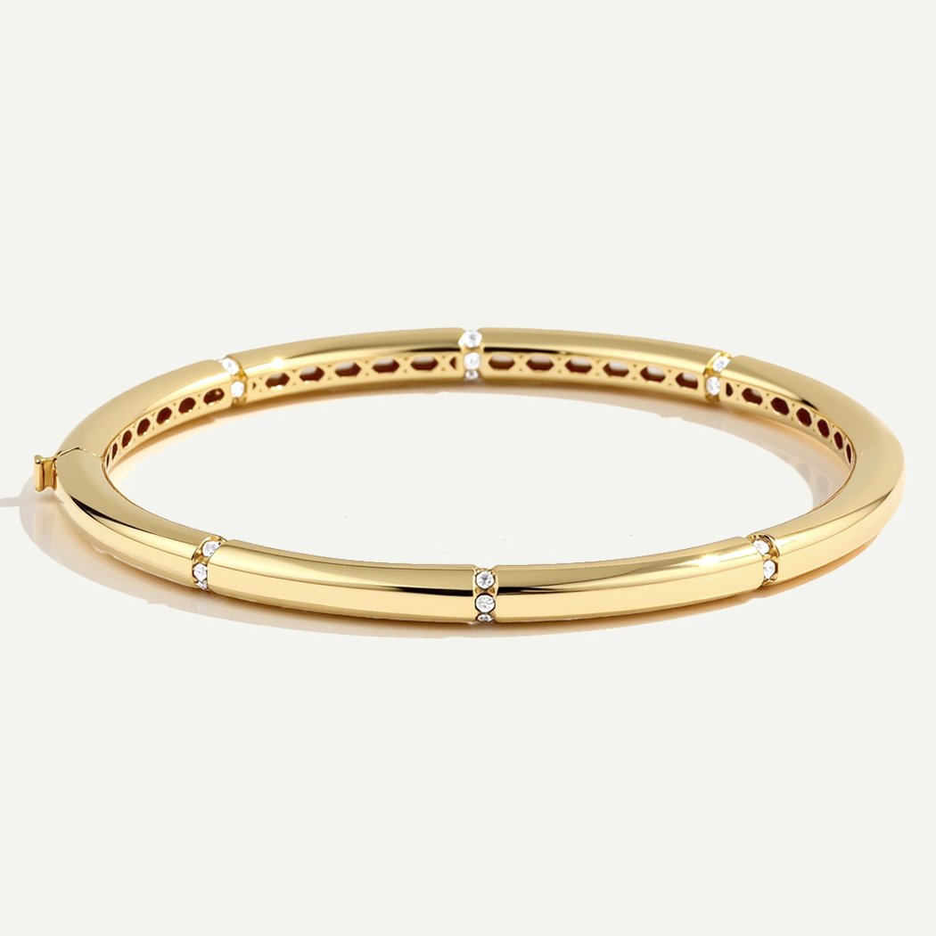 14 Ayar Altın Minimal Taşlı Kelepçe