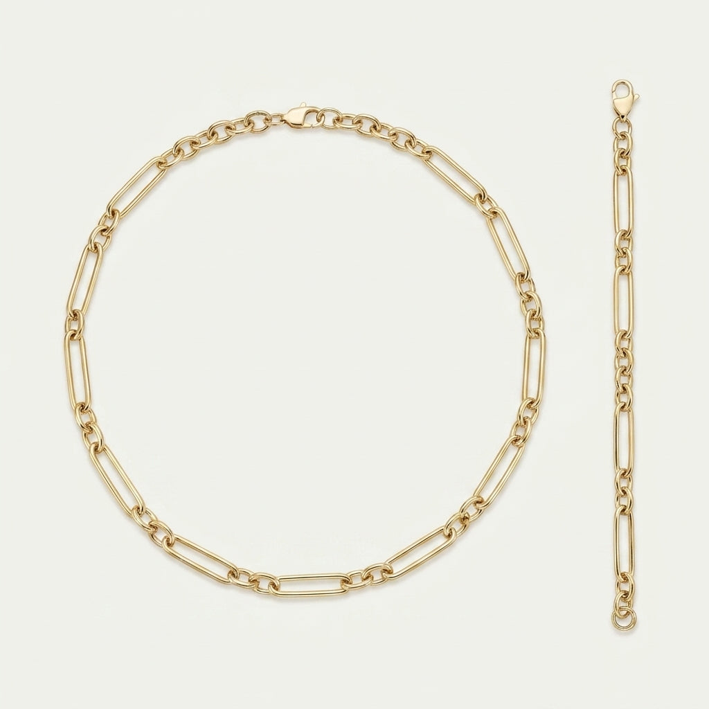 14 Ayar Altın Zincir Set