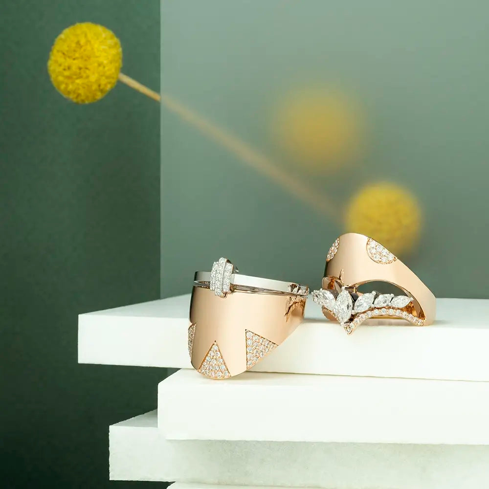 Reina 1.17 CT Markiz Kesim Pırlanta Taşlı Rose Altın Yüzük