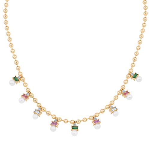 Renkli Taşlı İnci Kolye