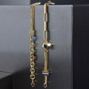 Renkli Taşlı Zincir Altın Bileklik