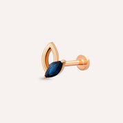 Rhea Markiz Kesim Blue Safir Taşlı Rose Altın Piercing