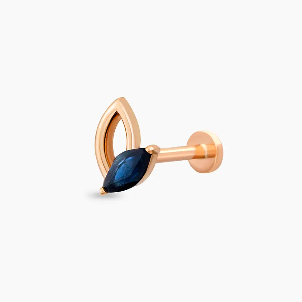 Rhea Markiz Kesim Blue Safir Taşlı Rose Altın Piercing