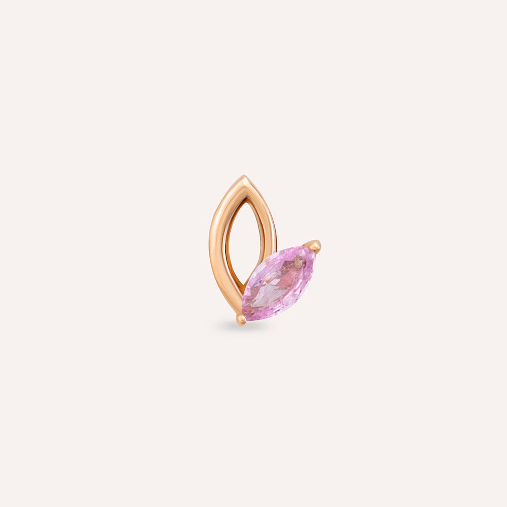 Rhea Markiz Kesim Pink Safir Taşlı Rose Altın Piercing