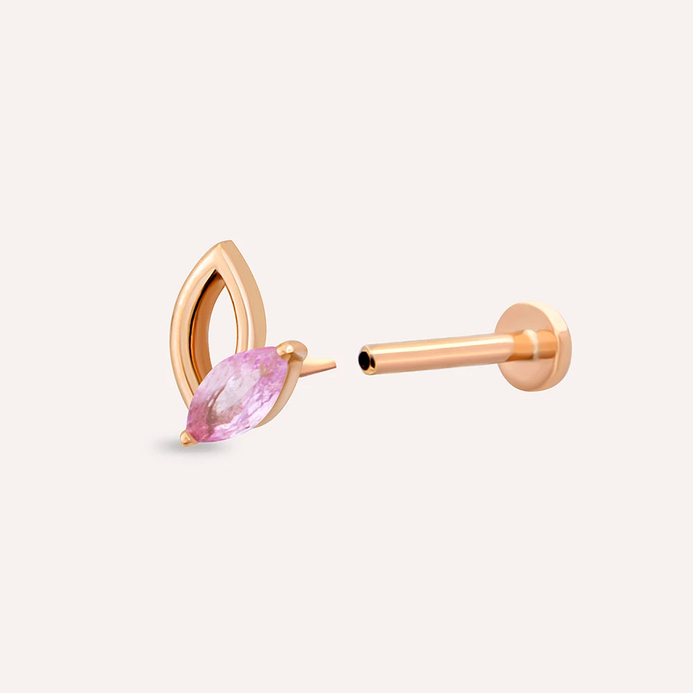 Rhea Markiz Kesim Pink Safir Taşlı Rose Altın Piercing