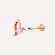 Rhea Markiz Kesim Pink Safir Taşlı Rose Altın Piercing