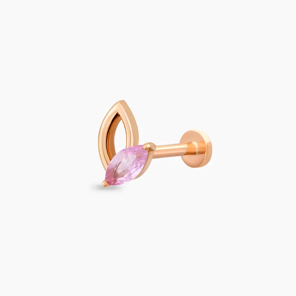 Rhea Markiz Kesim Pink Safir Taşlı Rose Altın Piercing