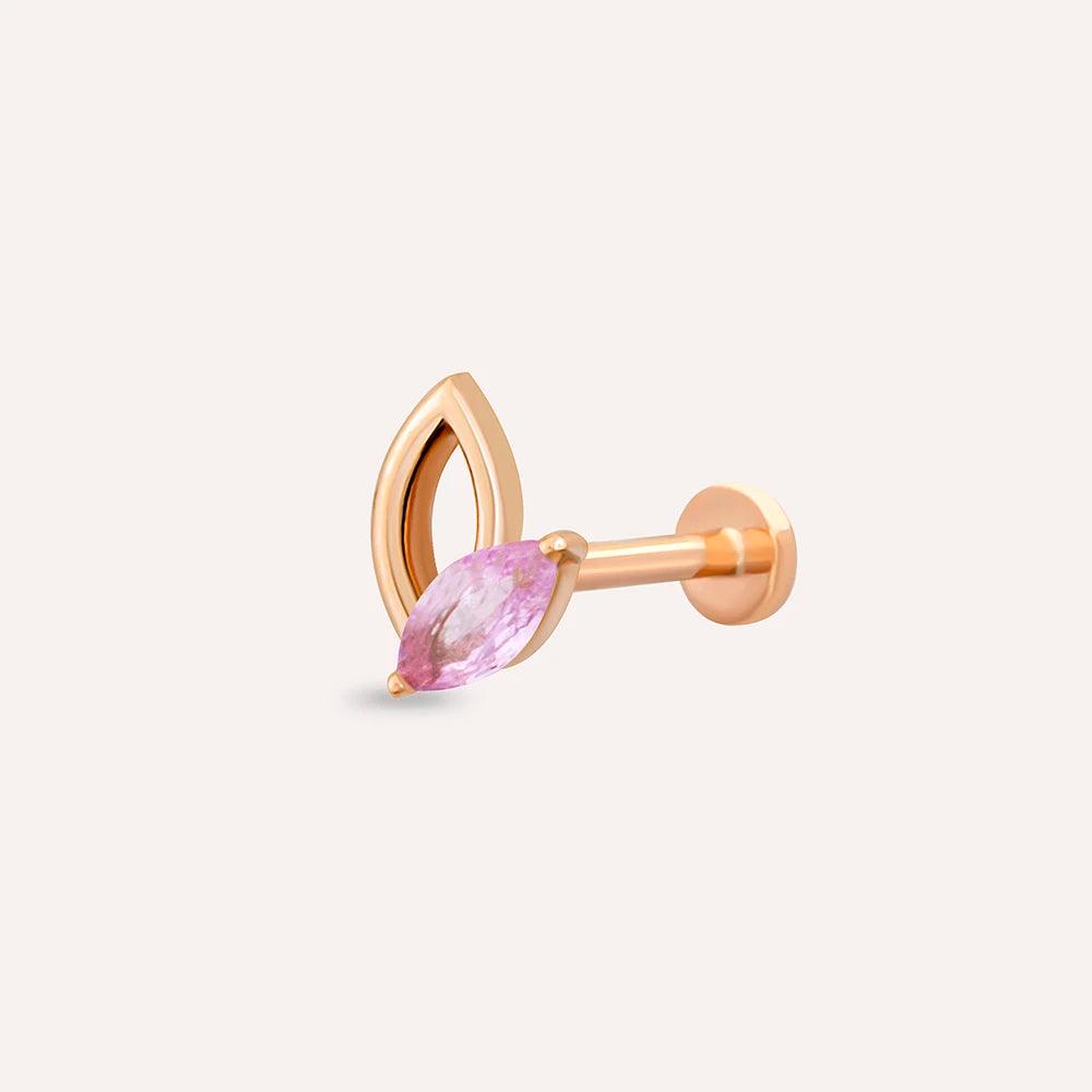 Rhea Markiz Kesim Pink Safir Taşlı Rose Altın Piercing - Tufanlar Kuyumculuk