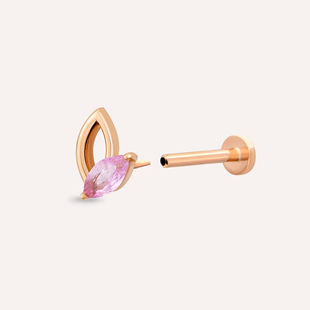 Rhea Markiz Kesim Pink Safir Taşlı Rose Altın Piercing - Tufanlar Kuyumculuk