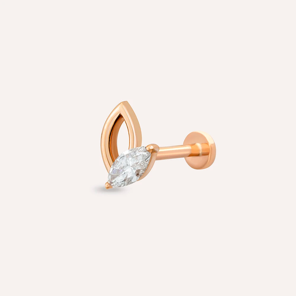 Rhea Markiz Kesim Pırlanta Taşlı Rose Altın Piercing
