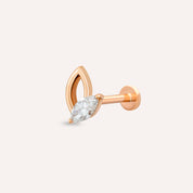 Rhea Markiz Kesim Pırlanta Taşlı Rose Altın Piercing