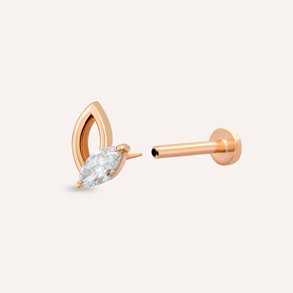 Rhea Markiz Kesim Pırlanta Taşlı Rose Altın Piercing
