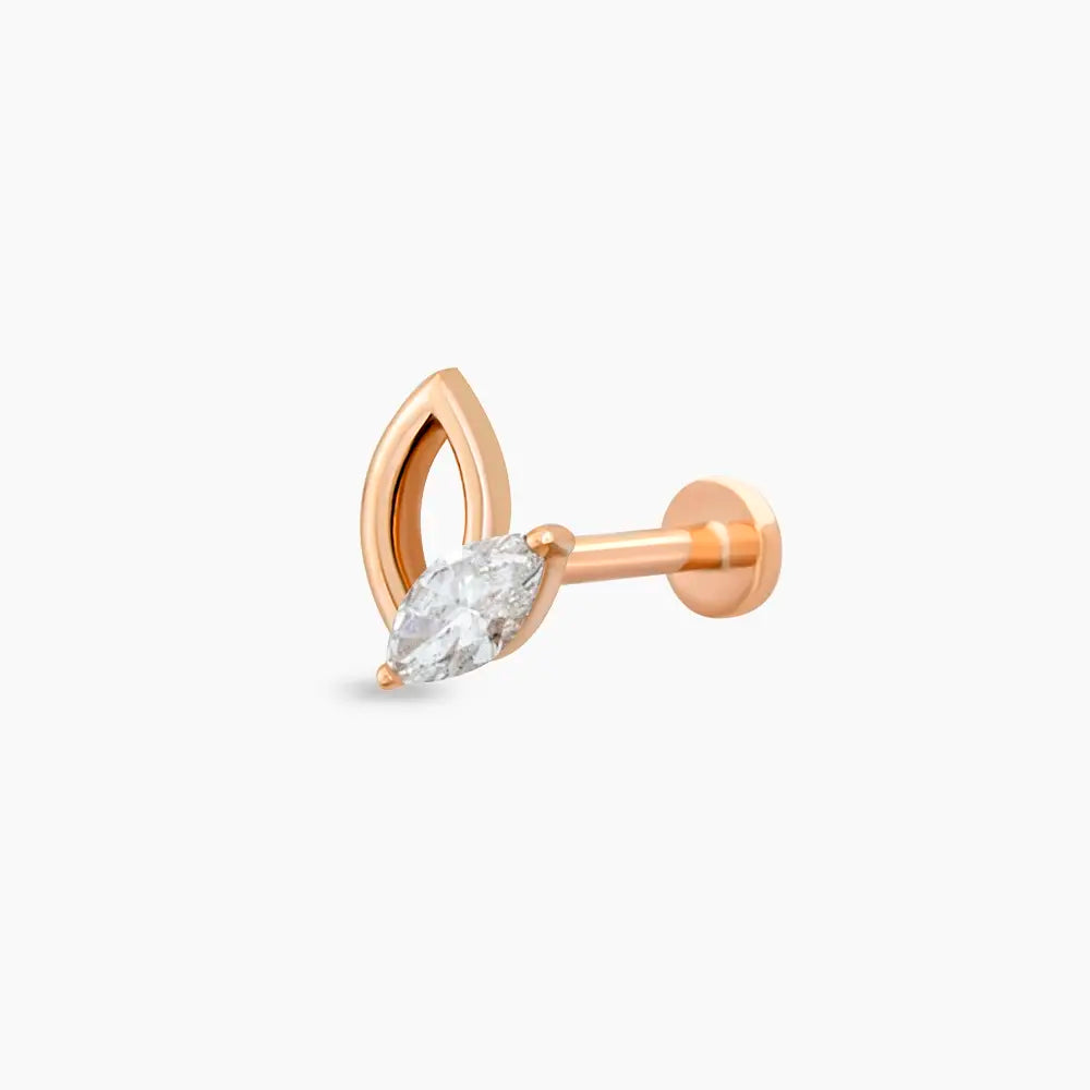 Rhea Markiz Kesim Pırlanta Taşlı Rose Altın Piercing