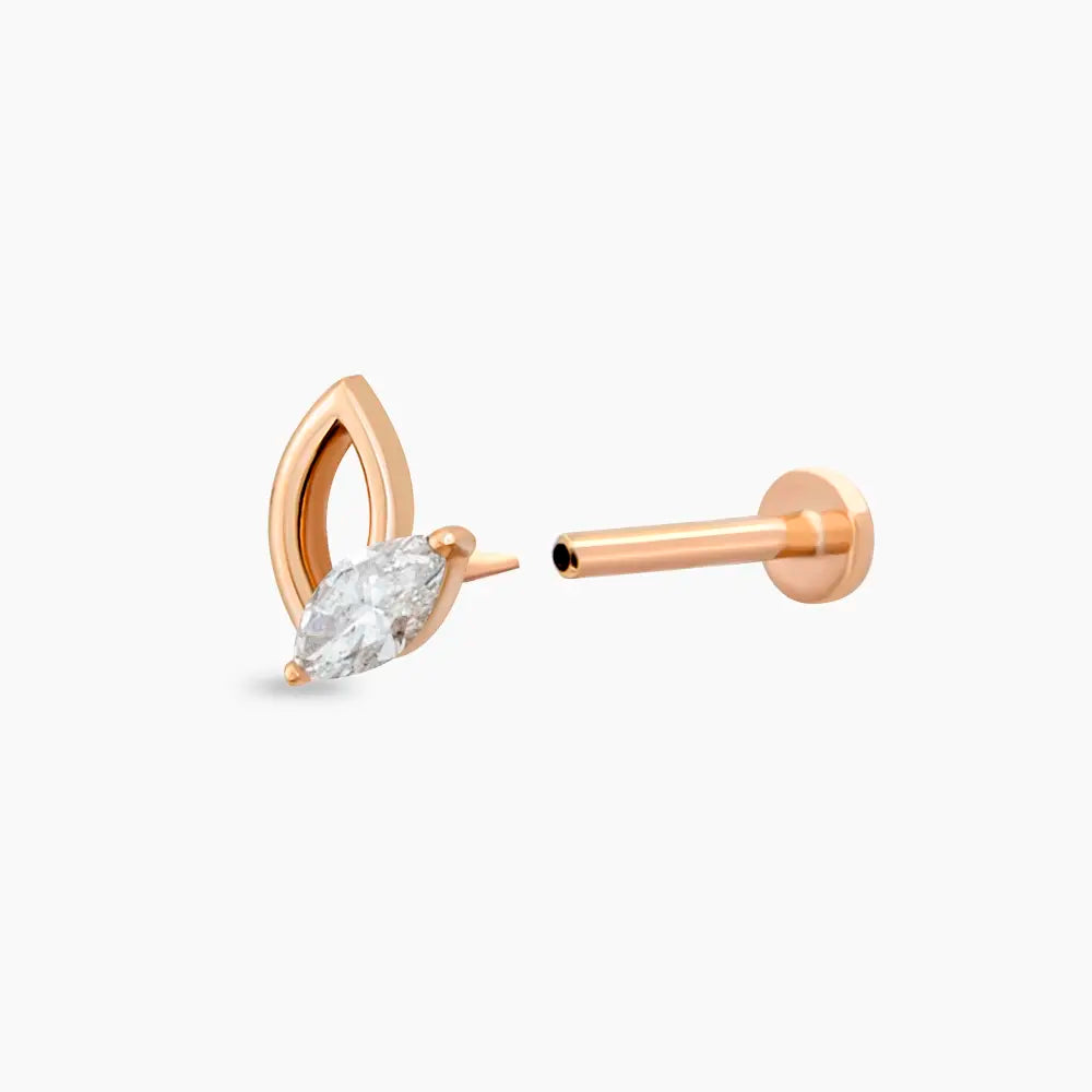 Rhea Markiz Kesim Pırlanta Taşlı Rose Altın Piercing