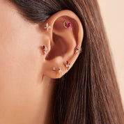 Rhea Yakut Taşlı Rose Altın Piercing