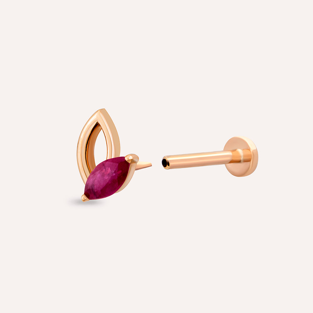 Rhea Yakut Taşlı Rose Altın Piercing