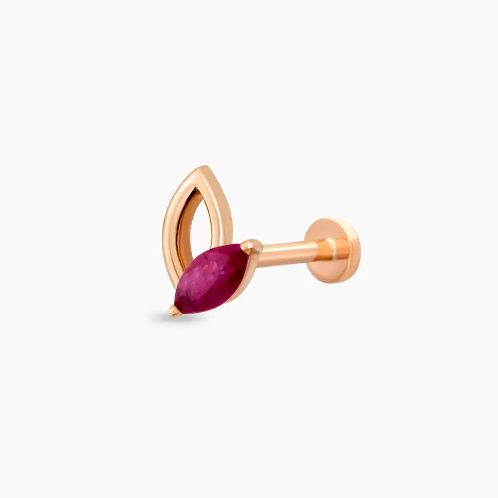 Rhea Yakut Taşlı Rose Altın Piercing