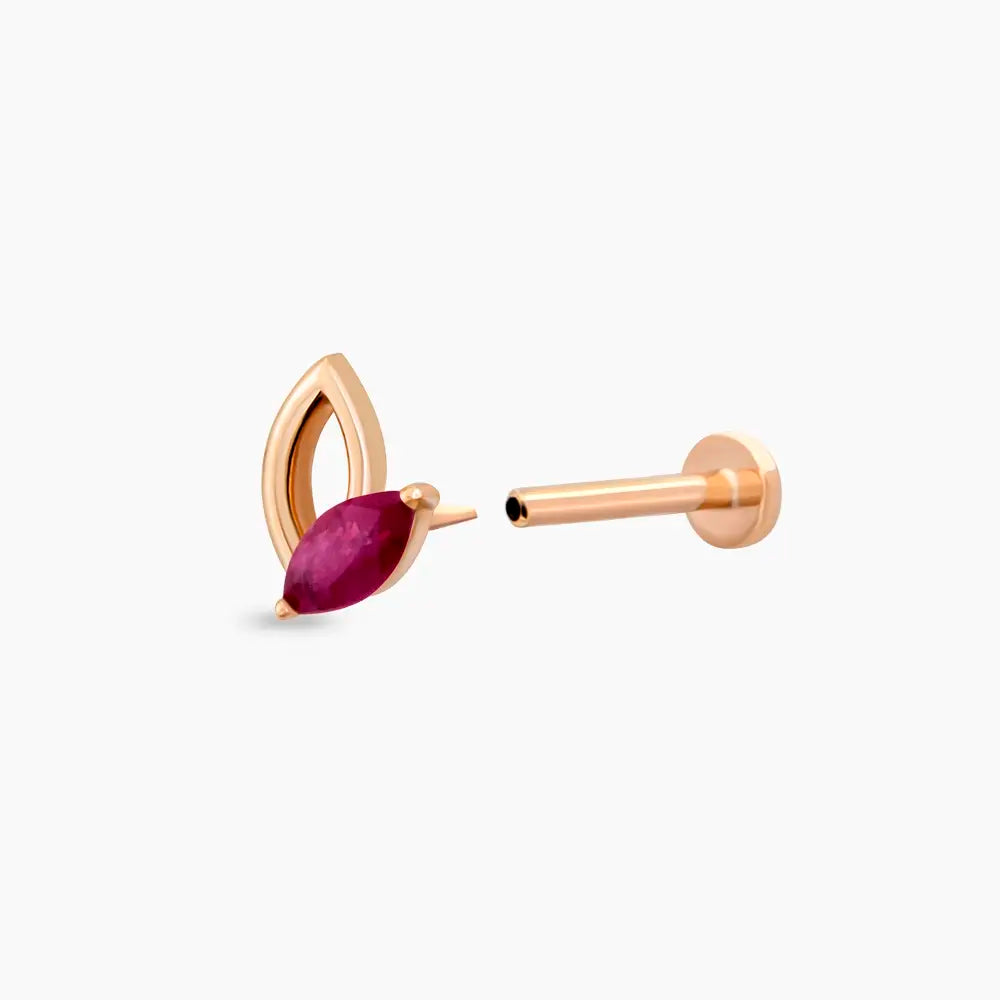 Rhea Yakut Taşlı Rose Altın Piercing