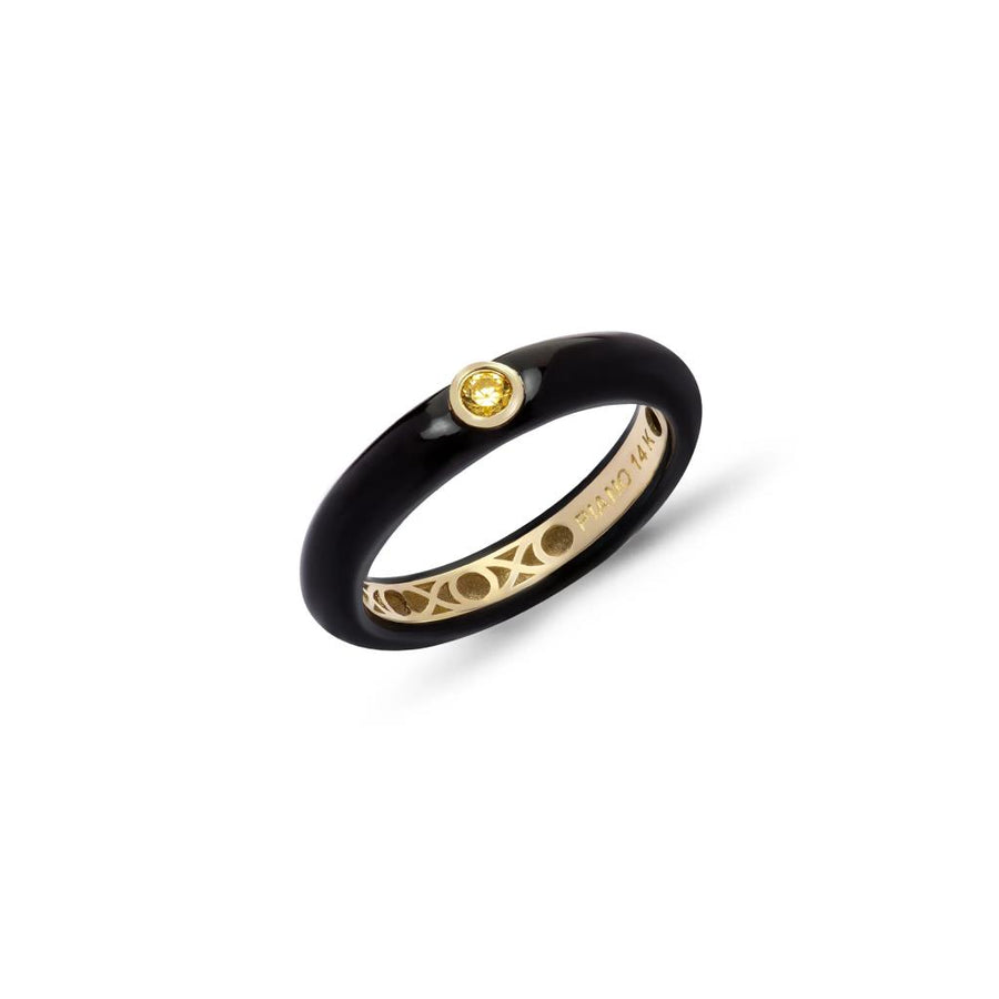 Rhythm Black Band Gold Ring