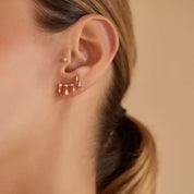 Riddle Pırlanta Taşlı Rose Altın Tek Küpe