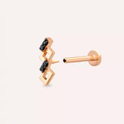 Riddle Siyah Pırlanta Taşlı Rose Altın Piercing