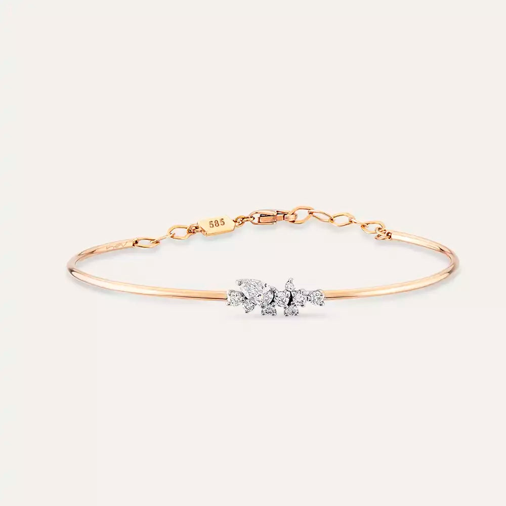 Rina Pırlanta Taşlı Rose Altın Bileklik