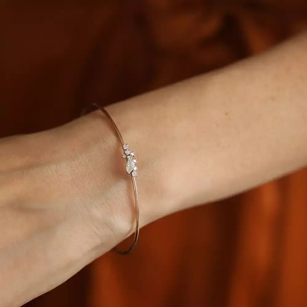 Rina Pırlanta Taşlı Rose Altın Bileklik