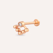 Rina Pırlanta Taşlı Rose Altın Piercing