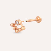Rina Pırlanta Taşlı Rose Altın Piercing