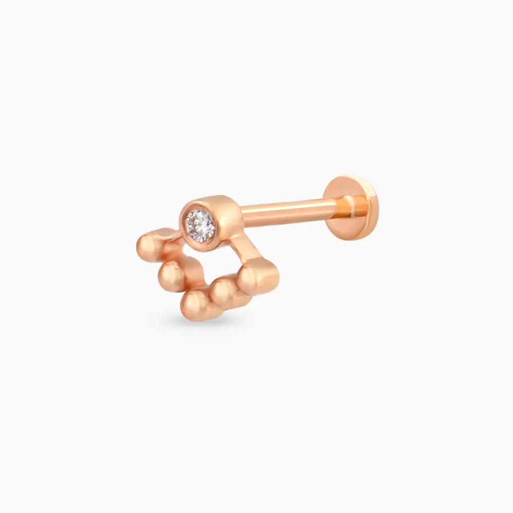 Rina Pırlanta Taşlı Rose Altın Piercing