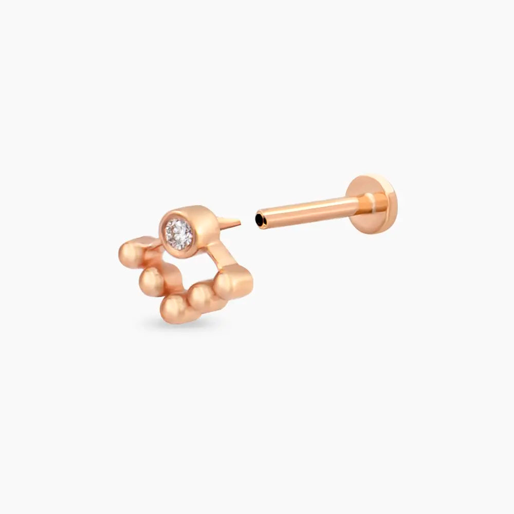 Rina Pırlanta Taşlı Rose Altın Piercing