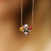 Rio 2.16 CT Multicolor Safir ve Pırlanta Taşlı Rose Altın Kolye
