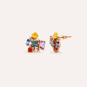 Rio 4.10 CT Multicolor Safir ve Pırlanta Taşlı Rose Altın Küpe