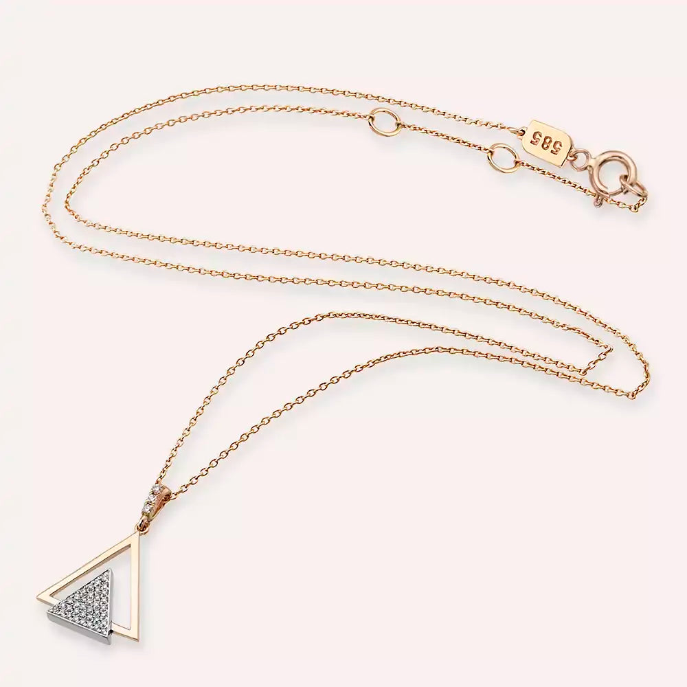 Rising Pırlanta Taşlı Rose Altın Kolye