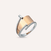Rivet 0.37 CT Baget Kesim Pırlanta Taşlı Rose ve Beyaz Altın Yüzük