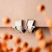 Rivet 0.60 CT Baget Pırlanta Taşlı Rose ve Beyaz Altın Küpe