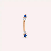 Rod Blue Safir ve Pırlanta Taşlı Rose Altın Piercing